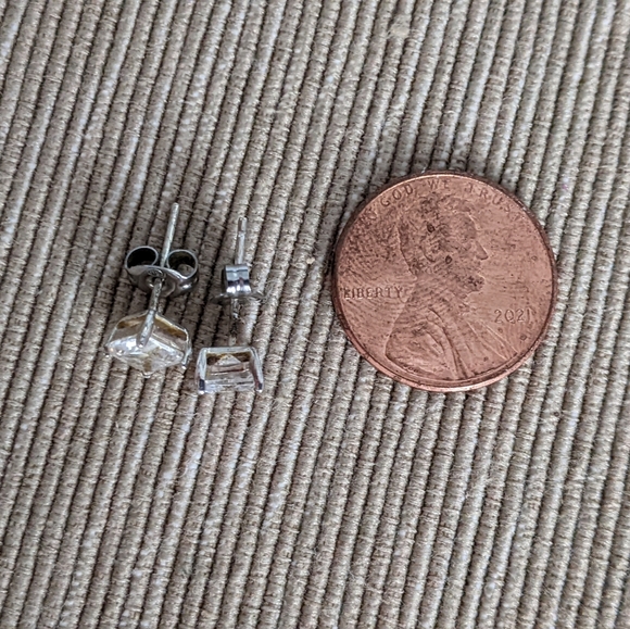 Sterling Silver & Cubic Zirconia Stud Earrings - Picture 5 of 5